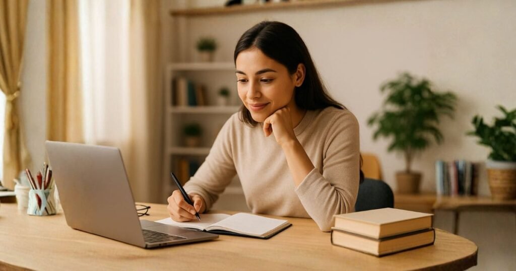 online-kurs-finden-frau-lernt-am-laptop