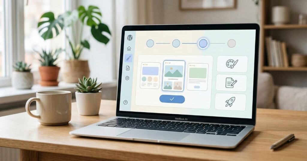 Laptop mit einfacher WordPress Oberfläche für günstiges Hosting und schnellen Website-Start